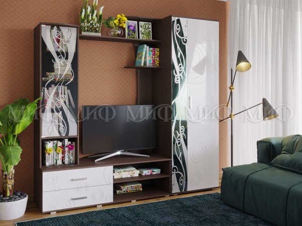 Гостиная Нонна МДФ (Ш-2200 мм x В-2170 мм x Г-530 мм)/Разные Цвета