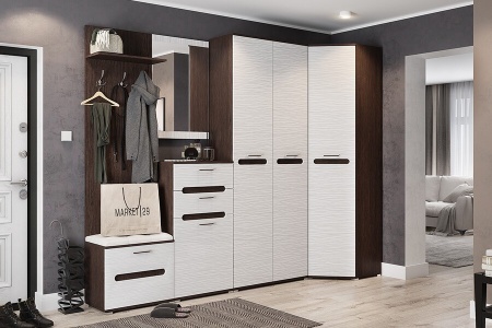 Мишель Тумба с мягким элементомвенге/белый страйп/экокожа Reex white